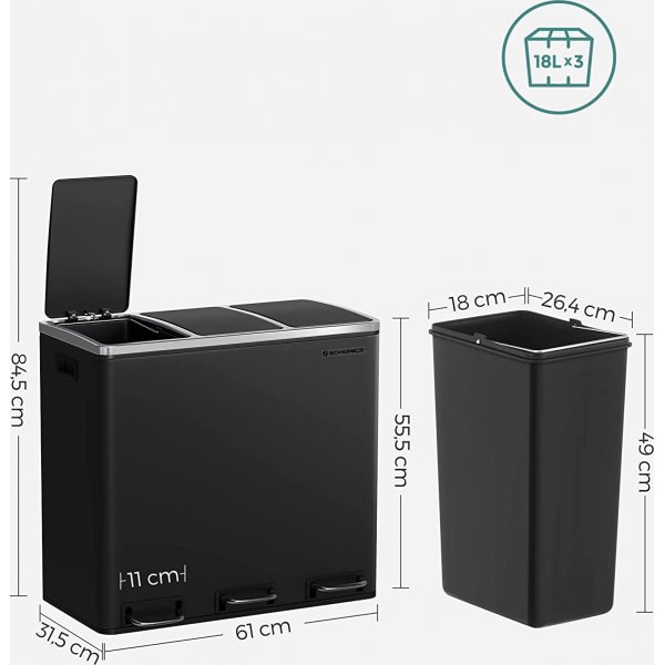 Daloa avfallsbeholder 54 l - Sort