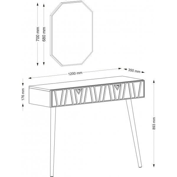 Skogsavlastningsbord med speil 120x 35 cm - Valnøtt/mørkegrønn Skogsavlastningsbord med speil 120x 35 cm - Valnøtt/mørkegrønn