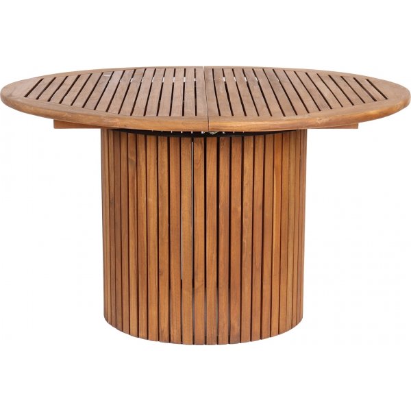Salt rundt uttrekkbart spisebord i teak 115 + 40 cm
