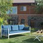 Lalas 3-seters utesofa - Hvit/bl