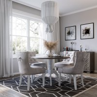 Victoria spisegruppe, rundt spisebord Ø120 cm med 4 stk Tuva stol Cleopatra - Hvit/Brunbeiset Victoria spisegruppe, rundt spisebord Ø120 cm med 4 stk Tuva stol Cleopatra - Hvit/Brunbeiset