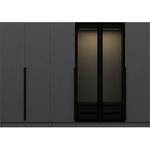 Cikani garderobe med speildr 225x52x210 cm - Antrasitt