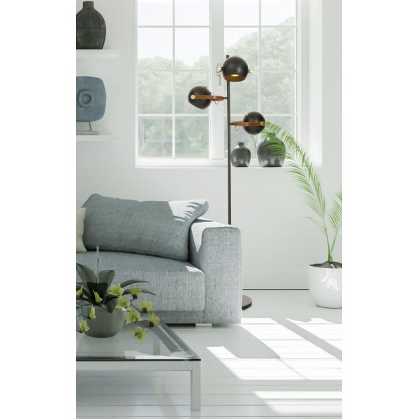 Gulvlampe Bow 3-armet - Svart / matt messing Gulvlampe Bow 3-armet - Svart / matt messing