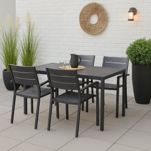 Spisegruppe med 4 stoler og spisebord 150 x 90 cm svart/grå - Las Vegas Spisegruppe med 4 stoler og spisebord 150 x 90 cm svart/grå - Las Vegas