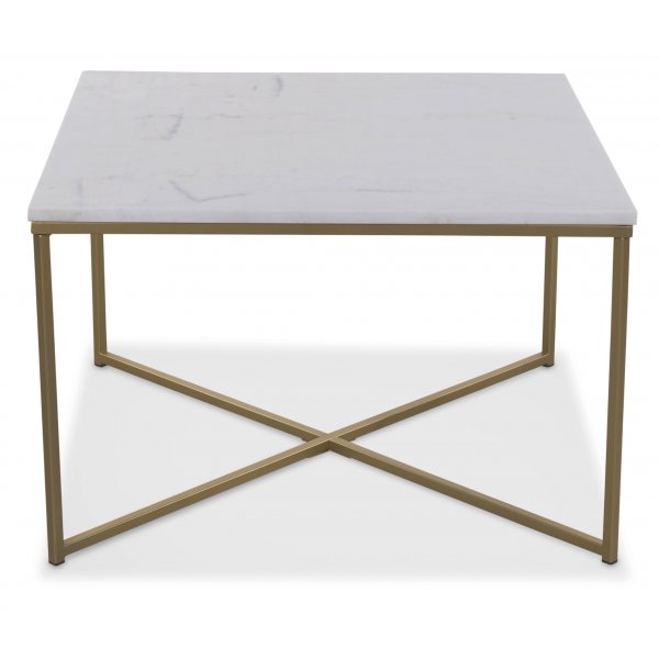 Maryland sofabord 75x75 cm - Hvit ekte marmor / Matt messing Maryland sofabord 75x75 cm - Hvit ekte marmor / Matt messing