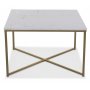 Maryland sofabord 75x75 cm - Hvit ekte marmor / Matt messing