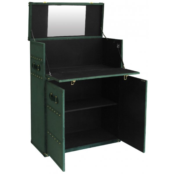 Petit koffert med lagring og speil - Mørkegrønn (Fløyel) + Møbelrengjøring Petit koffert med lagring og speil - Mørkegrønn (Fløyel) + Møbelrengjøring