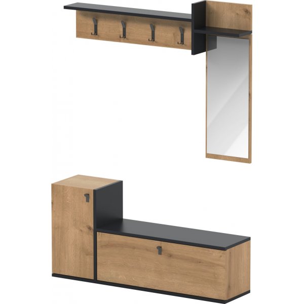 Rubin hallmøbler - Antrasitt/eik Rubin hallmøbler - Antrasitt/eik