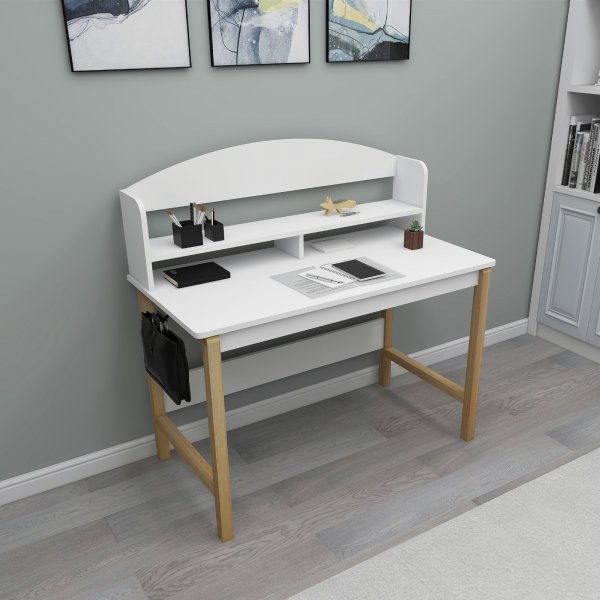 Sais skrivebord 114,4 x 60 cm - Safir eik/hvit Sais skrivebord 114,4 x 60 cm - Safir eik/hvit