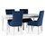 Paris spisegruppe hvitt bord med 4 Tuva Decotique stoler i blå fløyel med håndtak bak