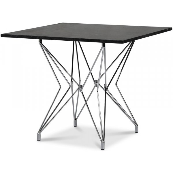 Zoo spisebord 90x90 cm - Krom / Svart Granitt