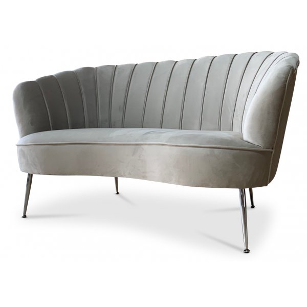 Snäckan 2-seter sofa - Gråbeige fløyel / Krom Snäckan 2-seter sofa - Gråbeige fløyel / Krom