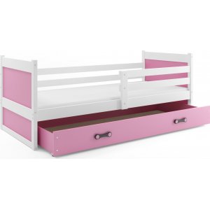 Juniorseng rhus med oppbevaringsskuff 90 cm - Hvit/Rosa