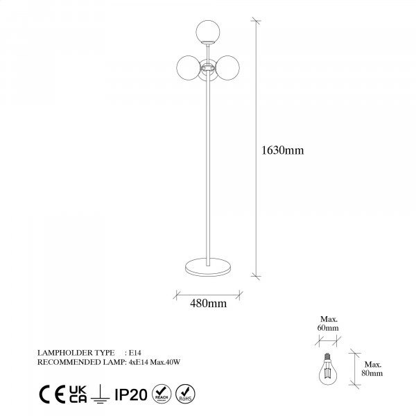 Akkas gulvlampe, klar - Vintage Akkas gulvlampe, klar - Vintage