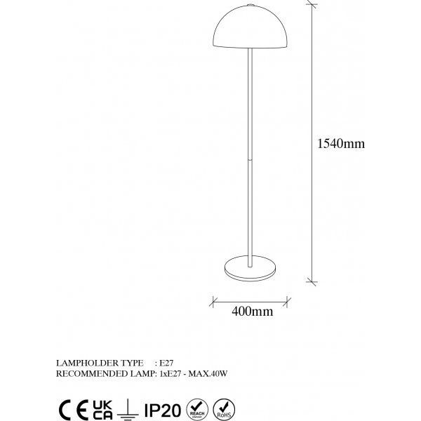 Misha gulvlampe 11514 - Gull Misha gulvlampe 11514 - Gull