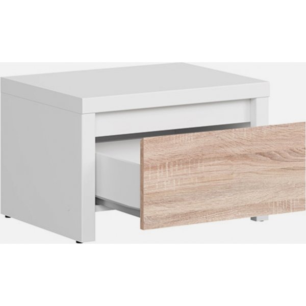 Kaspian nattbord - Hvit/eik Kaspian nattbord - Hvit/eik