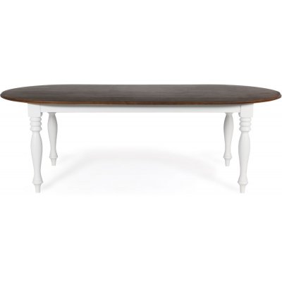 New England ovalt spisebord 230 cm - Hvit/Brunbeiset + Mbelftter