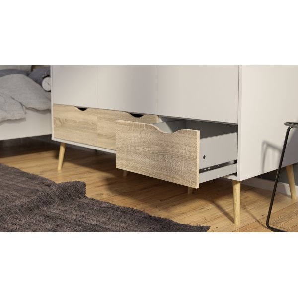 Oslo garderobeskap med 3 d�rer - Hvit/eik