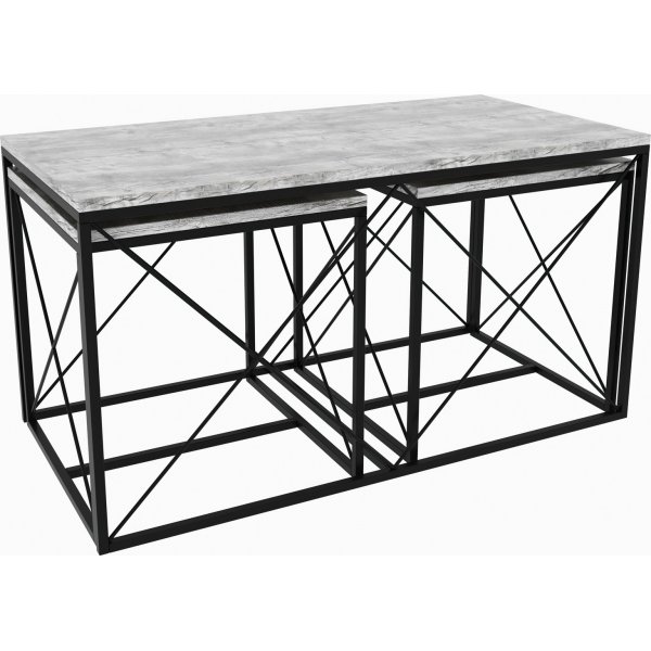 Ravina salongbord 45/100 x 45/50 cm - Lys grå/svart Ravina salongbord 45/100 x 45/50 cm - Lys grå/svart