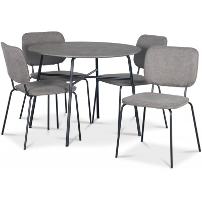 Tofta spisegruppe Ø100 cm bord i betongimitasjon + 4 stk Lokrume grå stoler