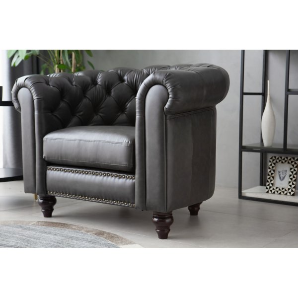 Chesterfield Royal lenestol - Black Chocolate (PU skinn) Chesterfield Royal lenestol - Black Chocolate (PU skinn)