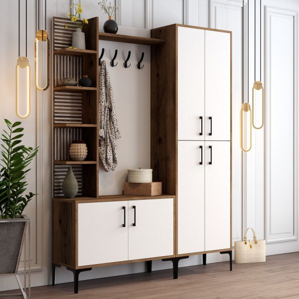 Viyana gangmøbel, 150 cm - Valnøtt/hvit Viyana gangmøbel, 150 cm - Valnøtt/hvit