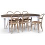 Skagen spisegruppe; spisebord 160/210x90 cm - Hvit / brunoljet eik med 6 stk Danderyd No.16 stoler whitewash