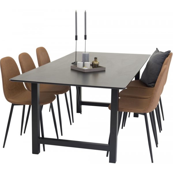 Spisestol Lara - Svart / Brun PU Spisestol Lara - Svart / Brun PU