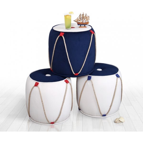 Fora puff 2 - Blå/hvit Fora puff 2 - Blå/hvit