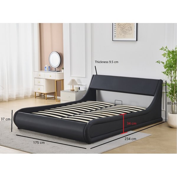 Prince sengeramme med oppbevaring 160 x 200 cm - Sort PU Prince sengeramme med oppbevaring 160 x 200 cm - Sort PU