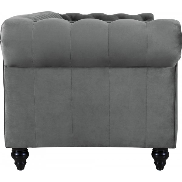 Chesterfield Royal 3-seters sofa - Grå fløyel Chesterfield Royal 3-seters sofa - Grå fløyel