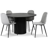 Pose spisegruppe: Bord Ø130 cm inkludert 4 stk carisma stoler - Svart Pose spisegruppe: Bord Ø130 cm inkludert 4 stk carisma stoler - Svart