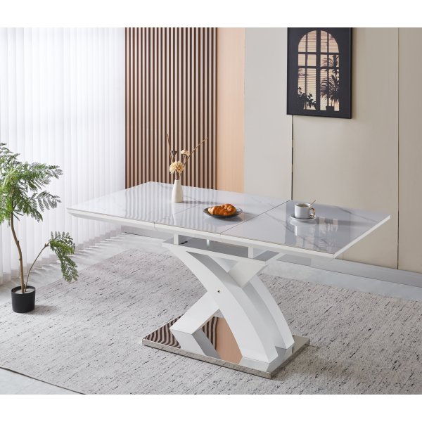 Ingrid spisebord uttrekkbart 120-160 cm - Hvit marmor Ingrid spisebord uttrekkbart 120-160 cm - Hvit marmor