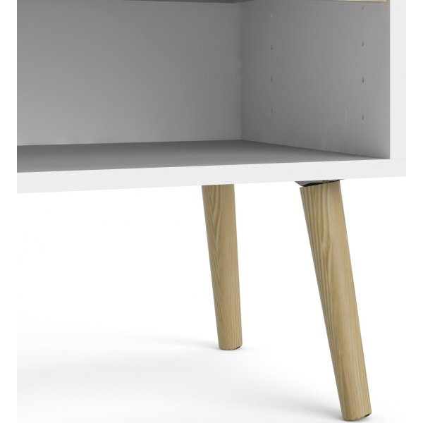 Oslo nattbord - Hvit/eik