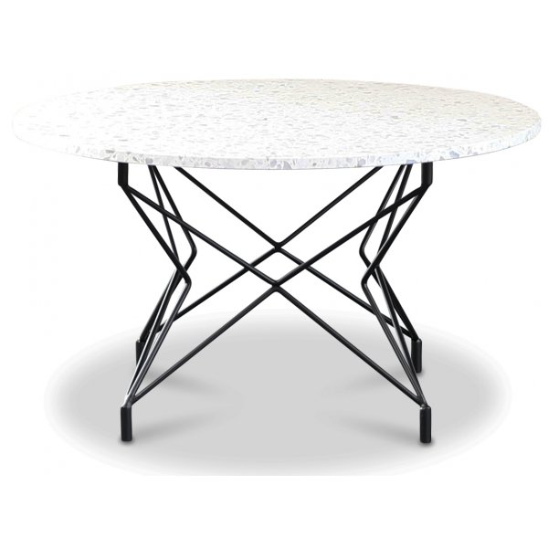 Terrazzo rundt sofabord  80 cm - Bianco Terrazzo & underdel Star svart metall