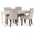 Paris spisegruppe hvitt bord med 4 stk Tuva New Port stoler i beige stoff med bakhåndtak