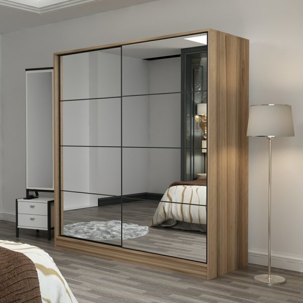 Kapusta garderobe med speildører, 180 cm - Brun Kapusta garderobe med speildører, 180 cm - Brun