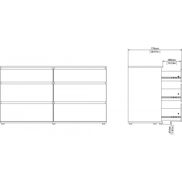 Nova kommode med 6 skuffer - Hvit Nova kommode med 6 skuffer - Hvit