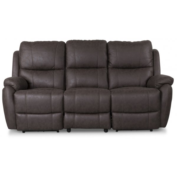 Boston reclinersofa - 3-seter (el) i mrkebrunt mikrofiberstoff - Utgende modell