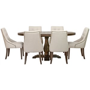 Spisegruppe: Lamier spisebord rundt + 6 st Tuva Europa beige stoler + Flekkfjerner for mbler