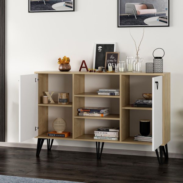 Ege skjenk - Eik/hvit