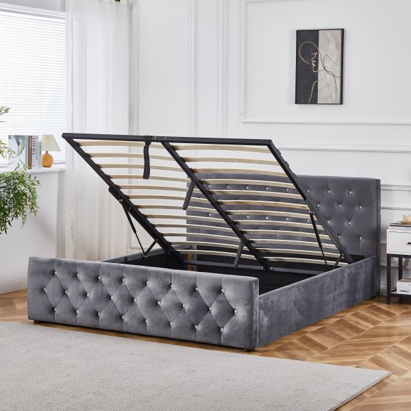 Dobbeltseng grå fløyel 180 x 200 cm - Dubai Dobbeltseng grå fløyel 180 x 200 cm - Dubai