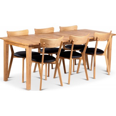 Visby spisebord 160-210x90 cm med 6 Vxj stoler