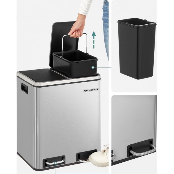 Daloa søppelbøtte 35 l - Sølv/sort Daloa søppelbøtte 35 l - Sølv/sort