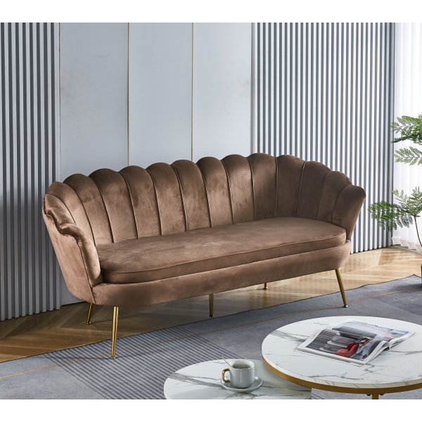 Musslan 3-seters sofa - Brun / messing + Flekkfjerner for møbler Musslan 3-seters sofa - Brun / messing + Flekkfjerner for møbler