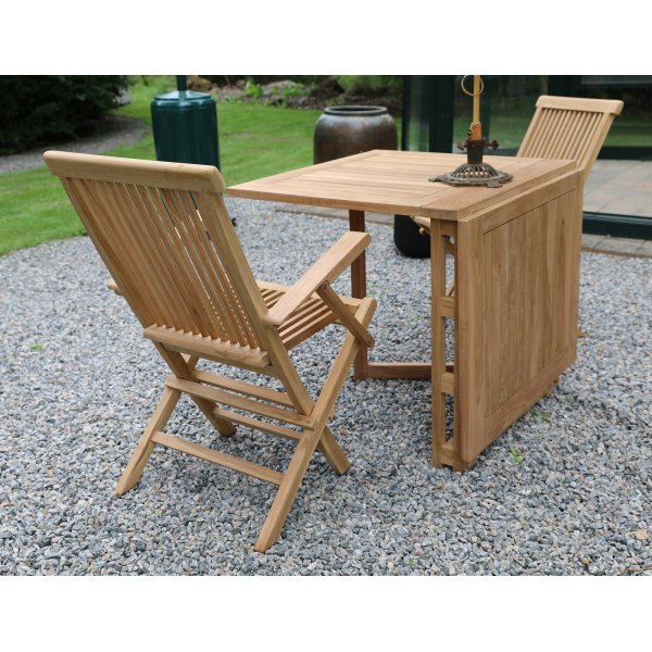 Salt spisegruppe for uteplassen klaffbord med 2 stk. karmstoler - Teak