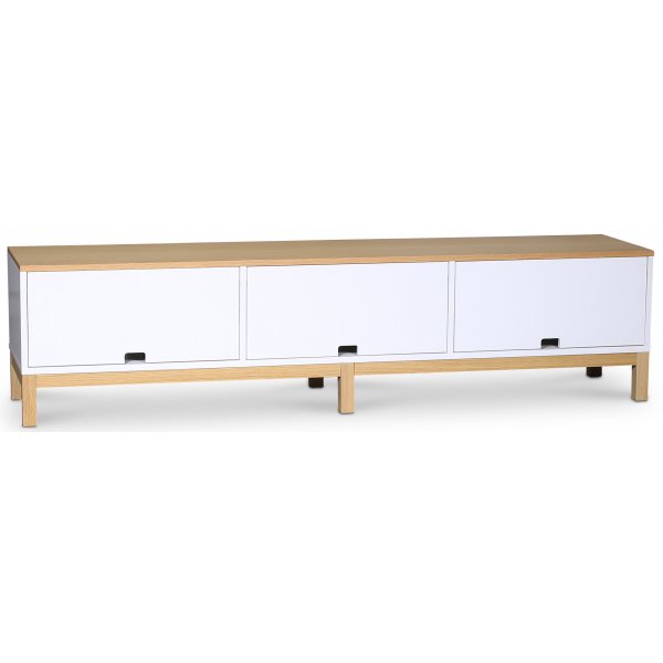 Alvaret mediebenk, 188 cm - Oljet eik/hvit