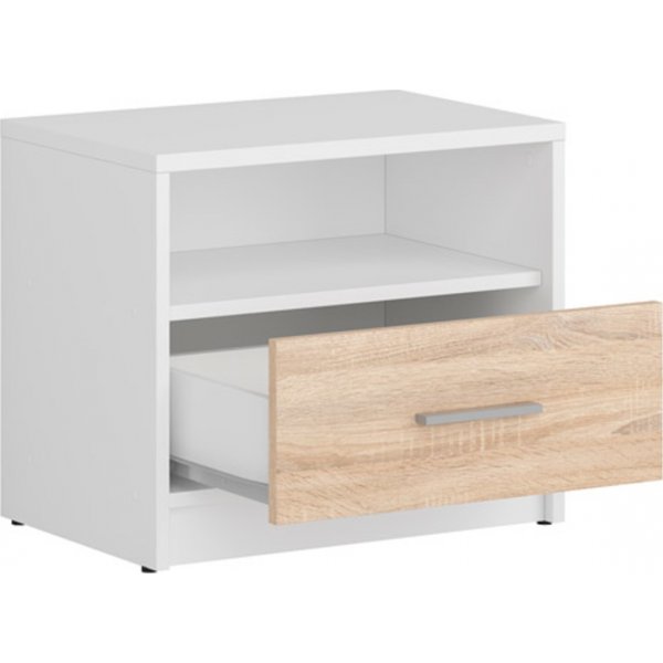 Nepo Plus nattbord - Hvit/lys eik Nepo Plus nattbord - Hvit/lys eik