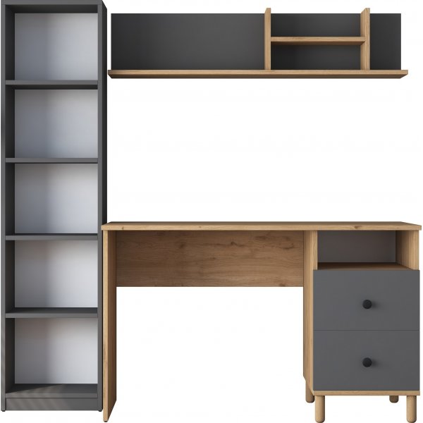 Hanna skrivebord med hyllesystem 15, 120 x 50 cm - Valnøtt/antrasitt Hanna skrivebord med hyllesystem 15, 120 x 50 cm - Valnøtt/antrasitt