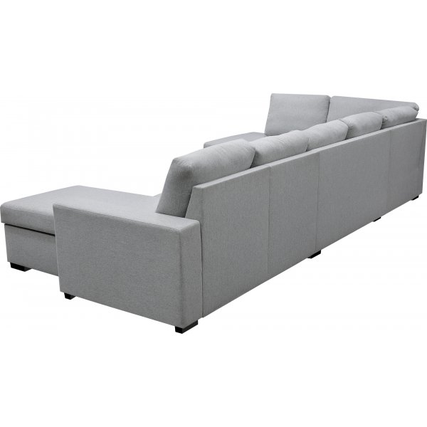 U-formet sofa med oppbevaring 367 cm gr + Tekstilrens for mbler